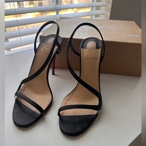 Christian Louboutin Rosalie 100 Leather Slingback Sandals Black. Size 39